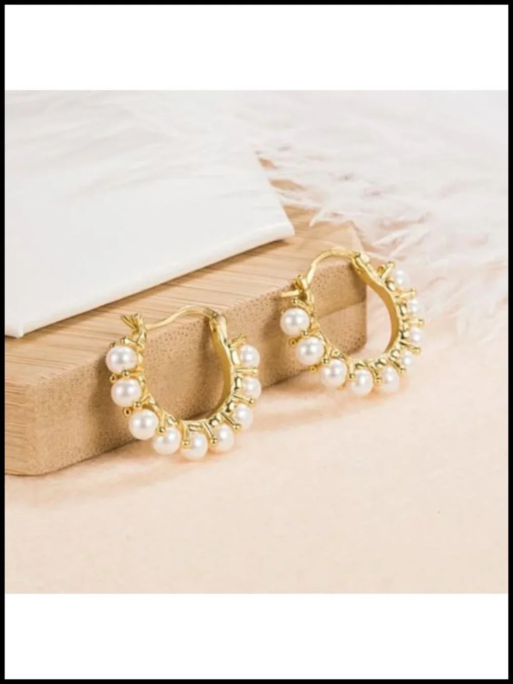 18K Gold Plated Faux Pearl Huggie Hoop Earrings Lightweight Women Jewelry